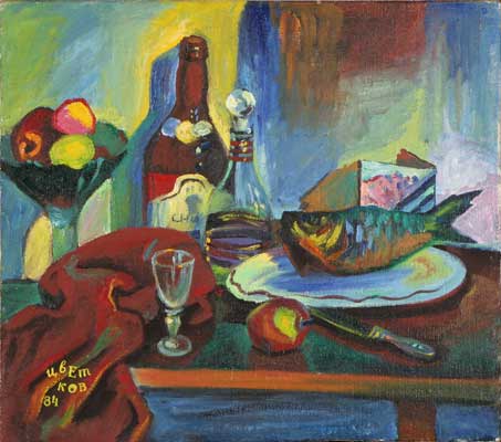 Boris Tsvetkov "Fruit-piece with herring"